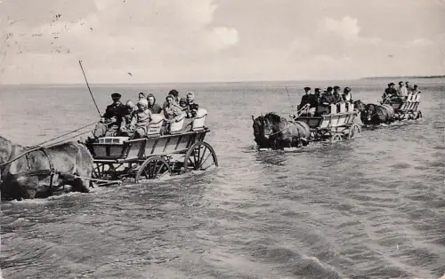 Ansichtskarte Cuxhaven Duhnen Nordseebad Wattfahrt mit Kutsche nach -795854