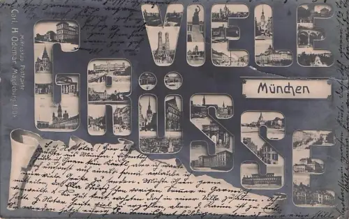 Muenchen Mikroskop Postkarte, Verlag Odemer Muenchen Stadtkreis -796004