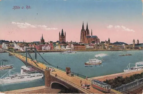 Ak Köln am Rhein, Dom, Dampfer, Brücke, Straßenbahn -795974