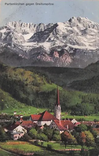 Deutschland Partenkirchen gegen Dreitorspitze Vintage Postkarte -796042