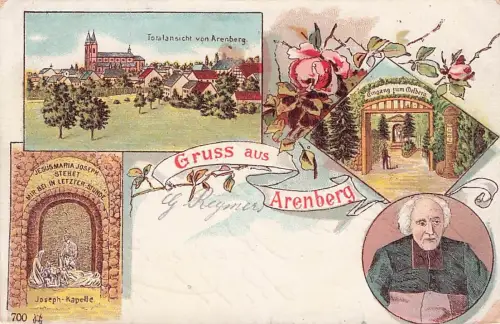 Lithographie Arenberg, Totalansicht, Eingang zum Oelberg -796070