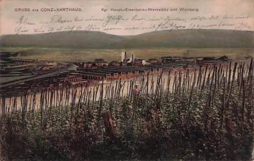 GRUSS aus CONZ-KARTHAUS. Kgl. Haupt-Eisenbahn-Werkstätte -796150