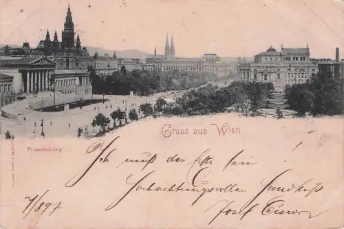 AK Wien, Franzensring mit Kirche -796302