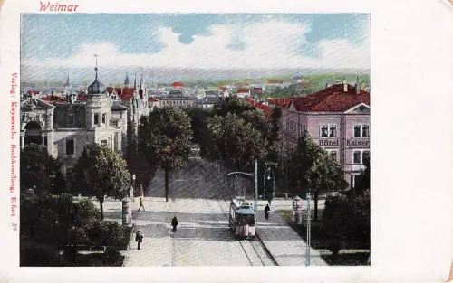 AK / Ansichtskarte Weimar_Thueringen Hotel Kaiser Strassenbahn -796316