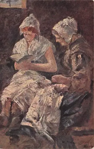 sign. Prof. Firle Walther Oilette Connoisseur Serie Lektueren No. -796284