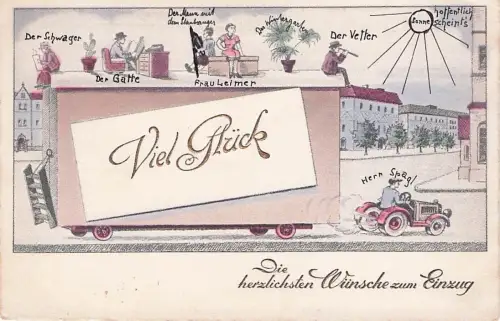 "Die herzlichsten Wünsche zum Einzug" überbringt und "Viel Glück" -796308