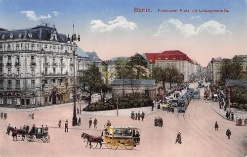 AK Berlin, Partie am Potsdamer Platz mit der Leipzigerstrasse -796484
