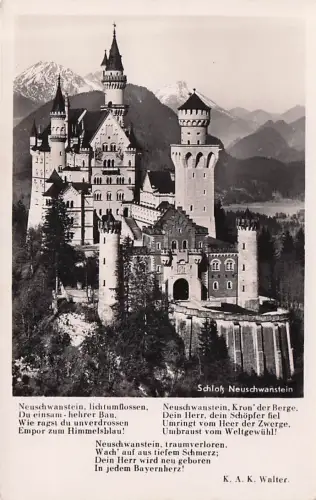 AK Schloss Neuschwanstein, Gesamtansicht, Gedicht -796504
