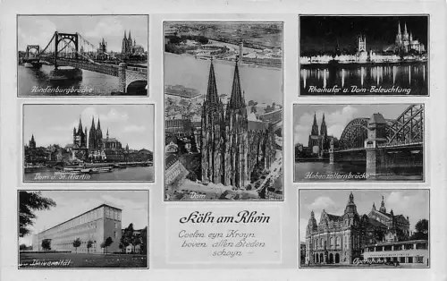 Ak Köln am Rhein Hindenburgbrücke Universität 1939 -796580