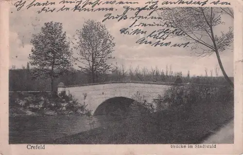 AK Crefeld, Brücke im Stadtwald -796544