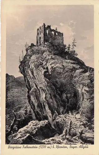 AK Burgruine Falkenstein bei Pfronten, bayr. Allgäu, Teilansicht, 1923 gelaufen -796506