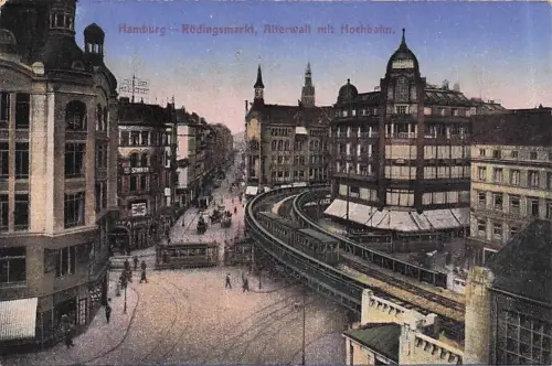 Hamburg-Rödingsmarkt, Alterwall mit Hochbahn. -796650