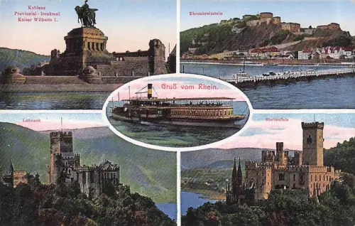 Koblenz Rhein Deutsches Eck Kaiser Wilhelm Denkmal Dampfer Festung -796598