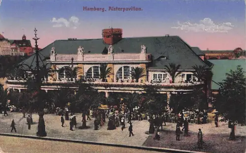 Ansichtskarte Hamburg Partie am Alsterpavillon 1914 -796536