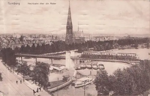 Hamburg, Hochbahn über der Alster -796658