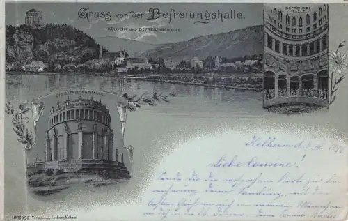 Kelheim Befreiungshalle Kloster Weltenburg Donau Mondscheinkarte Kat. -796840