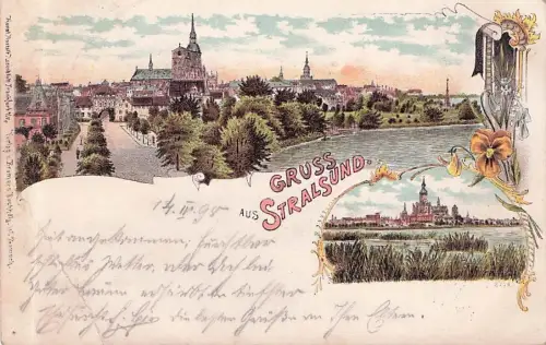 Litho Stralsund in Vorpommern, Gesamtansicht -796844