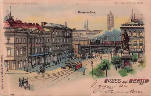 Lithographie Berlin, Alexanderplatz, Halt gegen das Licht -796900