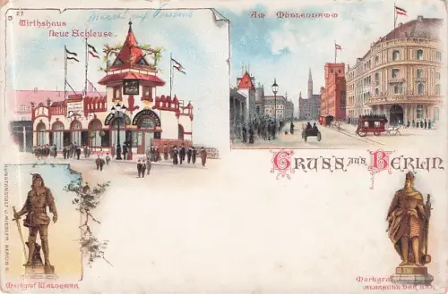 Lithographie Berlin, Mühlendamm, Gasthaus -796864