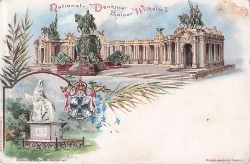 Lithographie Berlin, National-Denkmal Kaiser Wilhelm I. und Kaiserin Auguste Denkmal, Ganzsache -796884