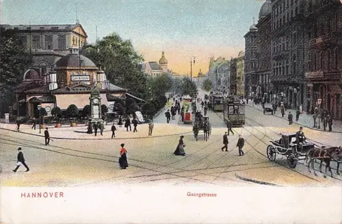 HANNOVER, Georgstrasse, Droschken, Strassenbahn, 1906 -796562