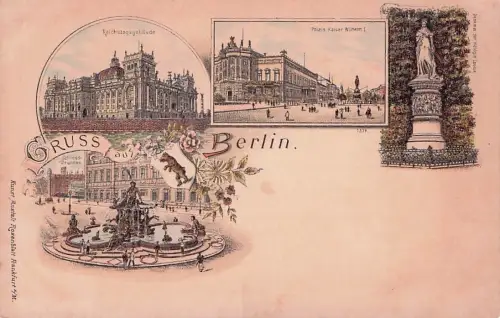Lithographie Berlin, Reichstagsgebäude, Platz Kaiser -796914