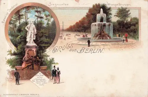 Litho Berlin Tiergarten, Siegesallee, Wrangelbrunnen -796870