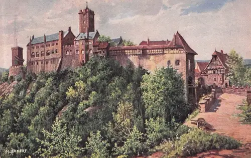 Künstlerpostkarte Eisenach DIE Wartburg von Osten mit Gasthof -796786