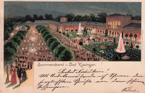 Lithographie Bad Kissingen, Sommerabend -796802