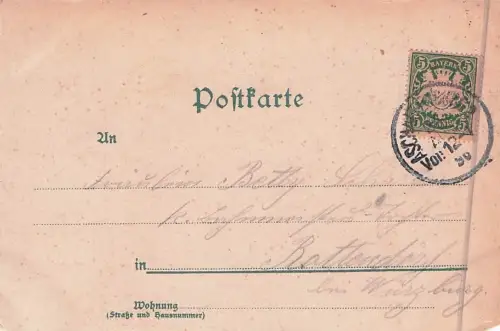 Litho Aschaffenburg in Unterfranken, Schloss -796822