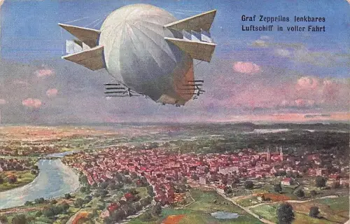 Künstler Ak Graf Zeppelins lenkbares Luftschiff in voller Fahrt -796938
