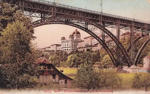 AK Bern, Kirchenfeldbrücke u. Bundespalast, vor 1945 -797062