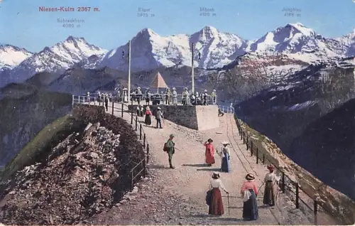 Niesen Kulm mit Eiger Moench Jungfrau Aussichtsplattform Kat. Niesen Kulm -797060