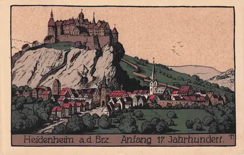 Steindruck Ak Heidenheim an der Brenz, Stadtansicht zu Anfang des 17 -797112