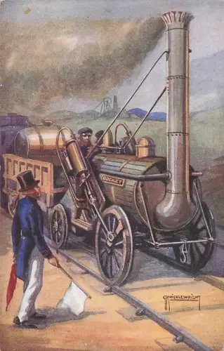 Künstler AK Dampflokomotive "Rocket" von Stephenson. -797136