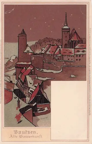 Künstler-AK Bautzen, Alte Wasserkunst -797164