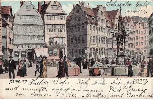 Ak Hamburg Mitte Altstadt, Messberg, Weinhandlung, Brunnen -797194