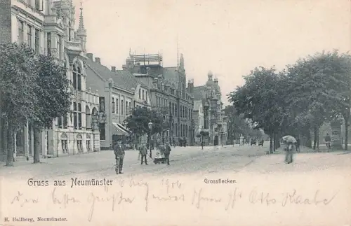 AK Neumünster, Gebäudepartie am Grossflecken, Strasse -797192
