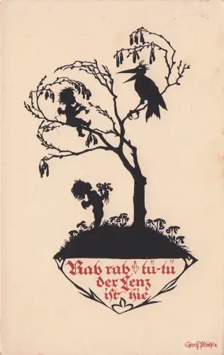 Scherenschnitt Künstler Ak Plischke, Georg, Engel mit Flöte an einem Baum -797208