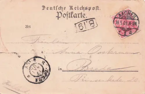 AK Aachen, Hotel Düren, Mittelstrasse mit Marienkirche, -797262