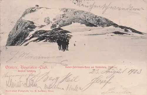 Kaiser-Jubiläums-Haus am Hochkönig, 2038 m.Nach einer Fotografie von R. Lechner, Wien. -797282