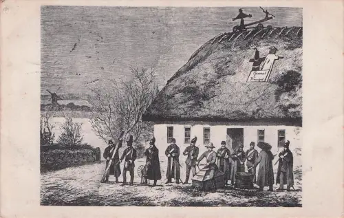 Soldaten-Vergnügen auf Feldwache in Düppel 1864.Marine Schiffspost -797204