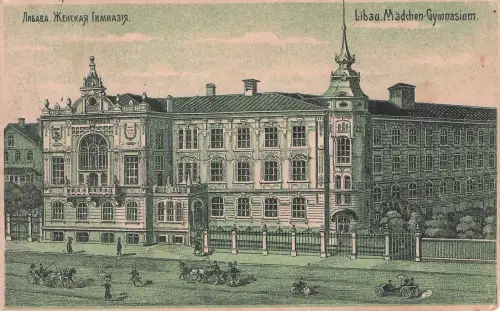 Ak Liepaja Libau Lettland, Mädchen-Gymnasium Marine Schiffspost -797230