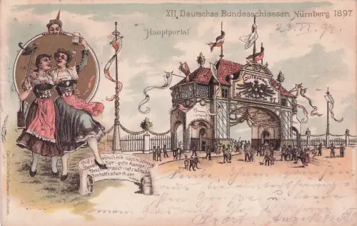 Nürnberg - Deutsches Bundesschiessen 1897 - Litho -797402