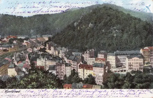 Karlsbad Eger Boehmen Teilansicht mit Schlossberg -797338