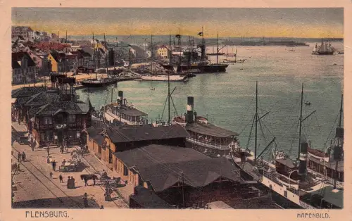 Ak Flensburg in Schleswig Holstein, Hafenbild -797358