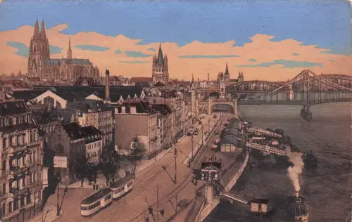 Ansichtskarte Köln Rhein Partie mit Werft, Stadt Ansicht -797356