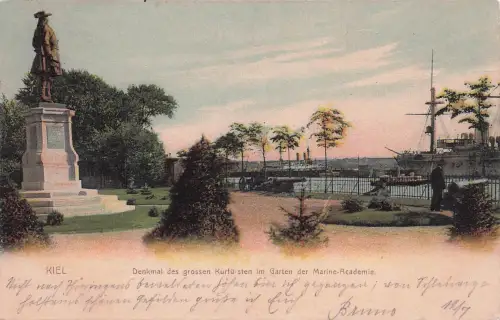 Ak Kiel, Denkmal des grossen Kurfürsten, Garten der Marine-Akademie -797360