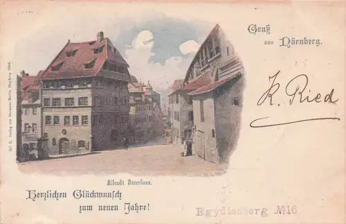 AK Gruss aus Nürnberg, Albrecht-Dürer-Haus 1899 -797418