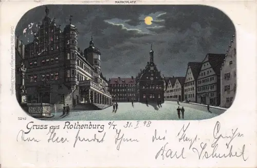 Ak Rothenburg ob der Tauber Mittelfranken, Marktplatz -797420